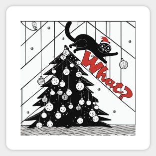 Funny Cat Christmas, Cat Knocking Over Christmas Tree, What Cat Sticker